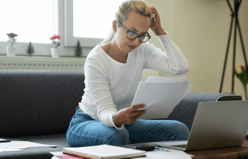 woman reviewing finances